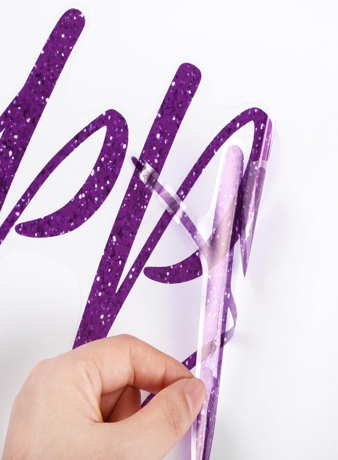 Sinload Happy Birthday Sign for Backdrop, Disposable Party Decoration, Easy Stick& Peel Wall Decal for Photo Background, Balloon Arch Decor(Glitter Purple) - Image 3